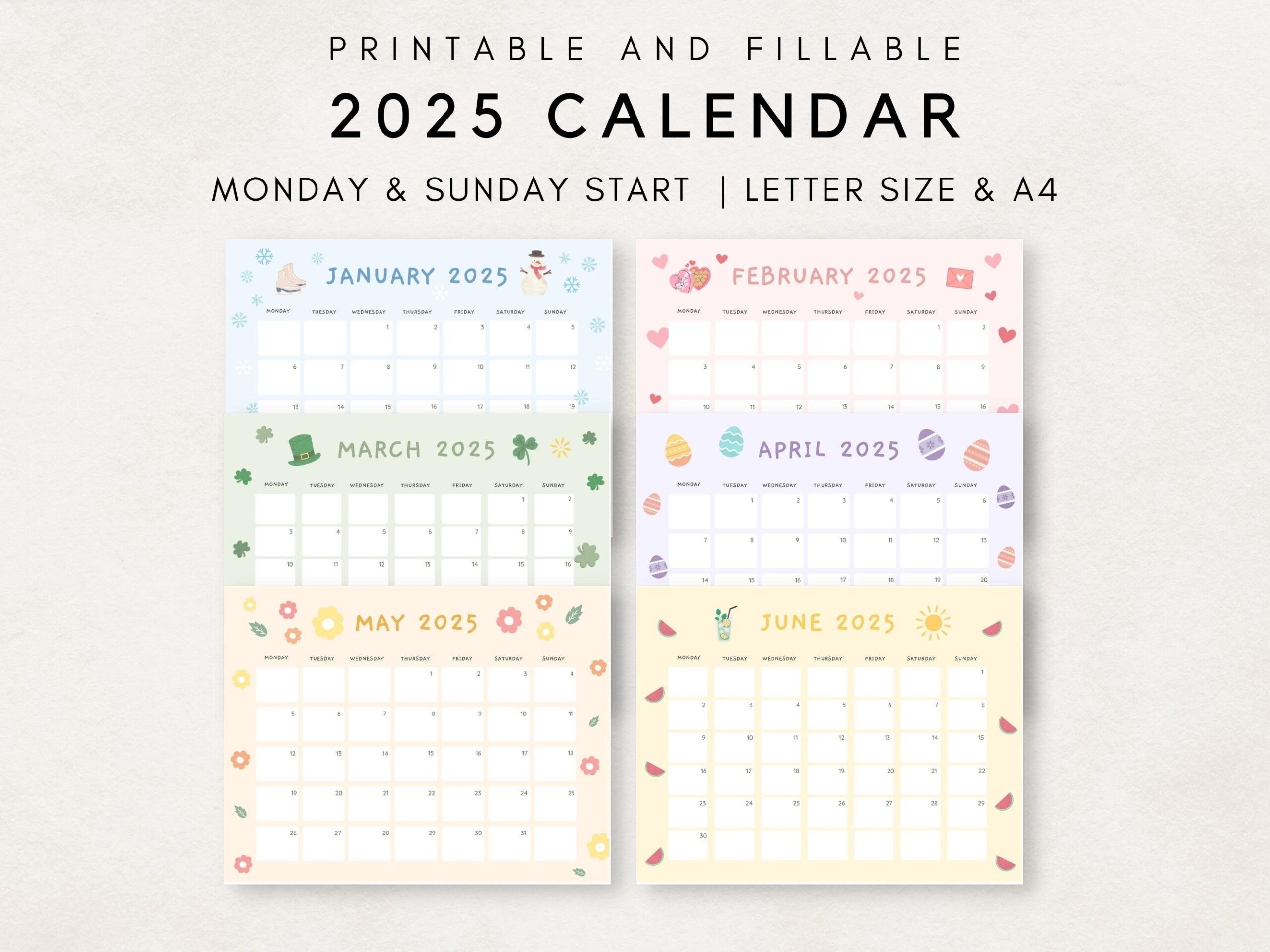 Printable Calendar 2025 Etsy