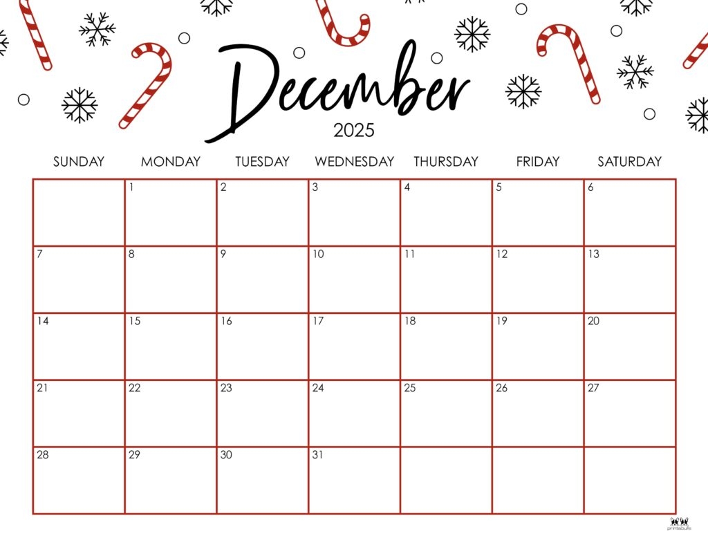 2025 December Calendar Printable