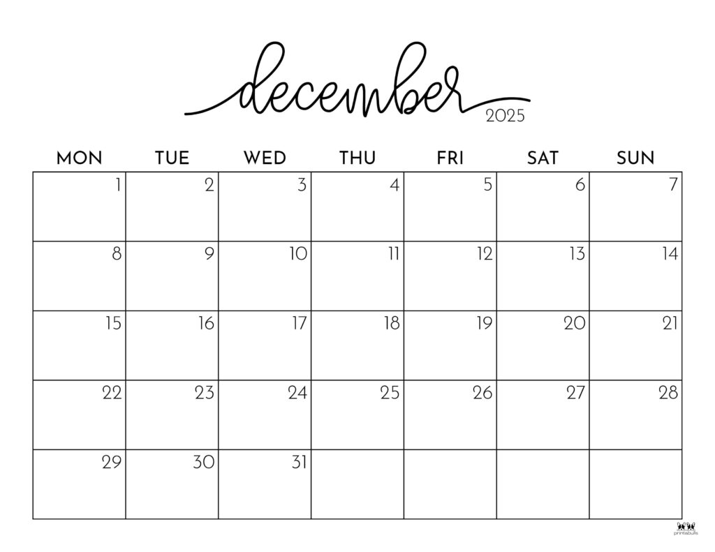 December 2025 Calendar With Holidays Printable