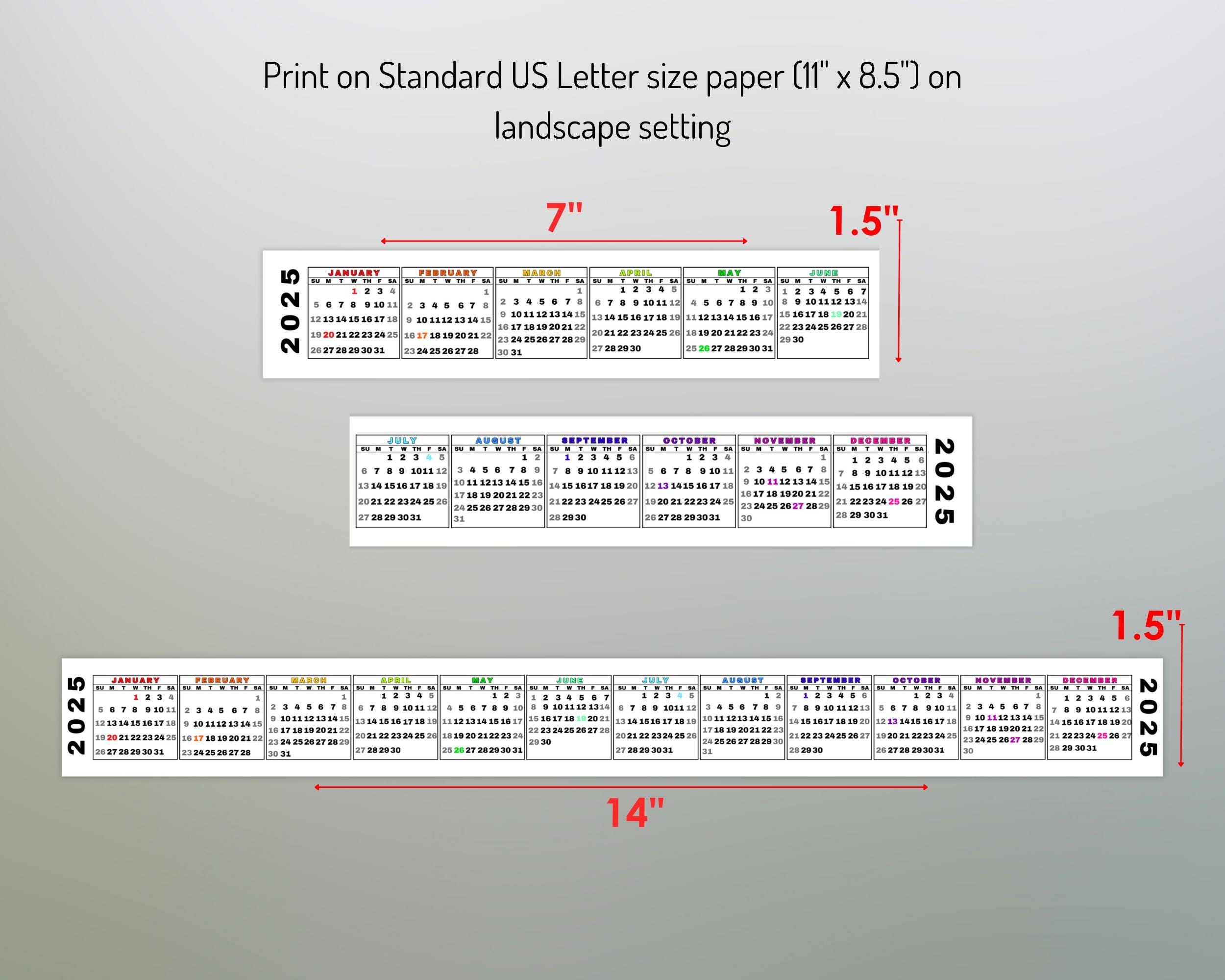2025 Strip Calendar Printable