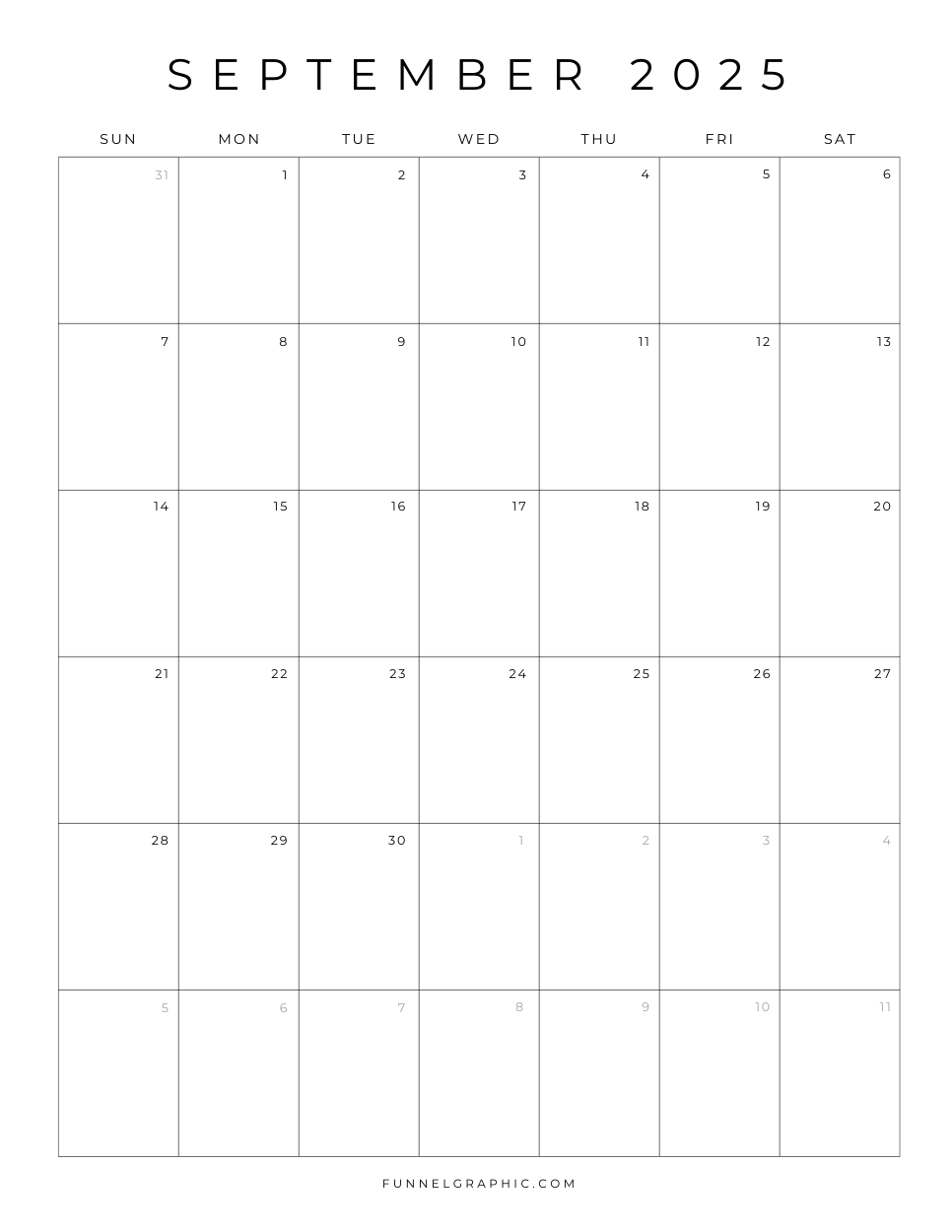 September 2025 Calendar Printable