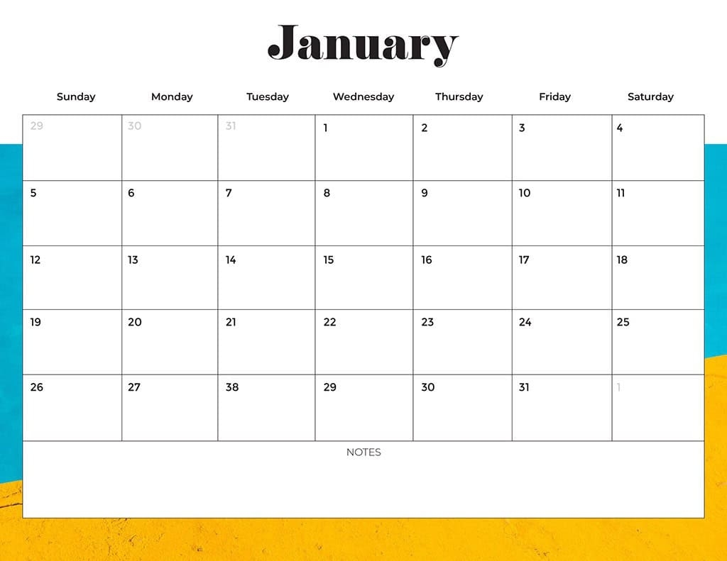 Printable Calendar Template 2025