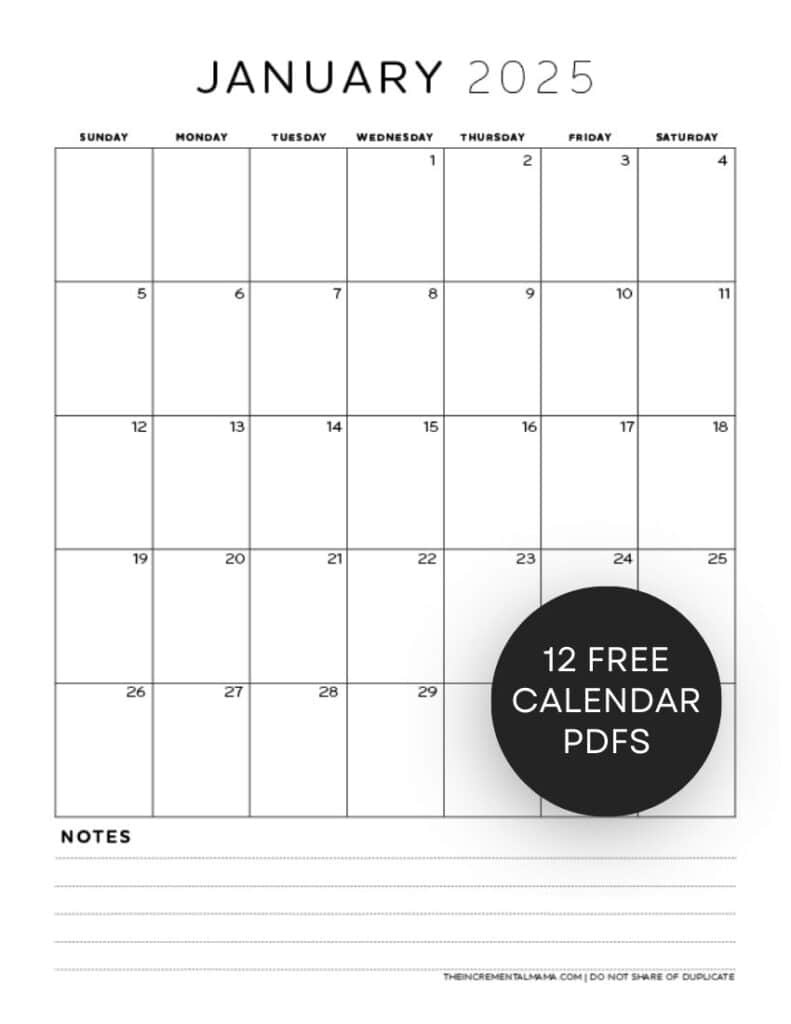 2025 Printable Calendar With Lines