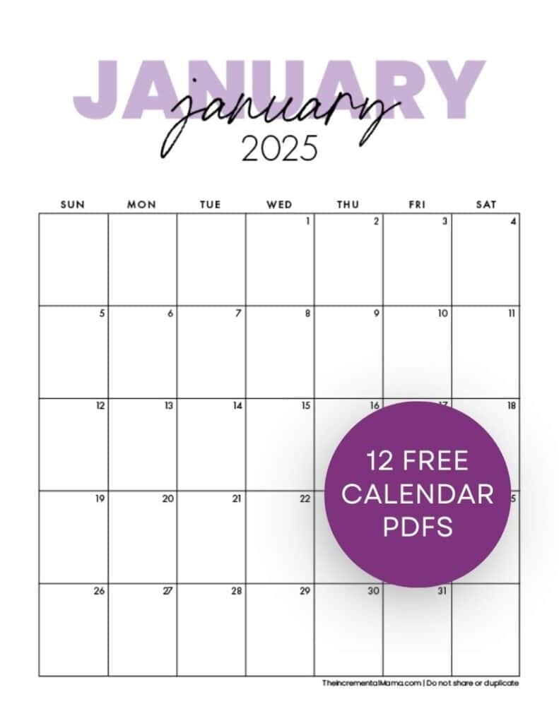 Free Printable Blank Calendar 2025