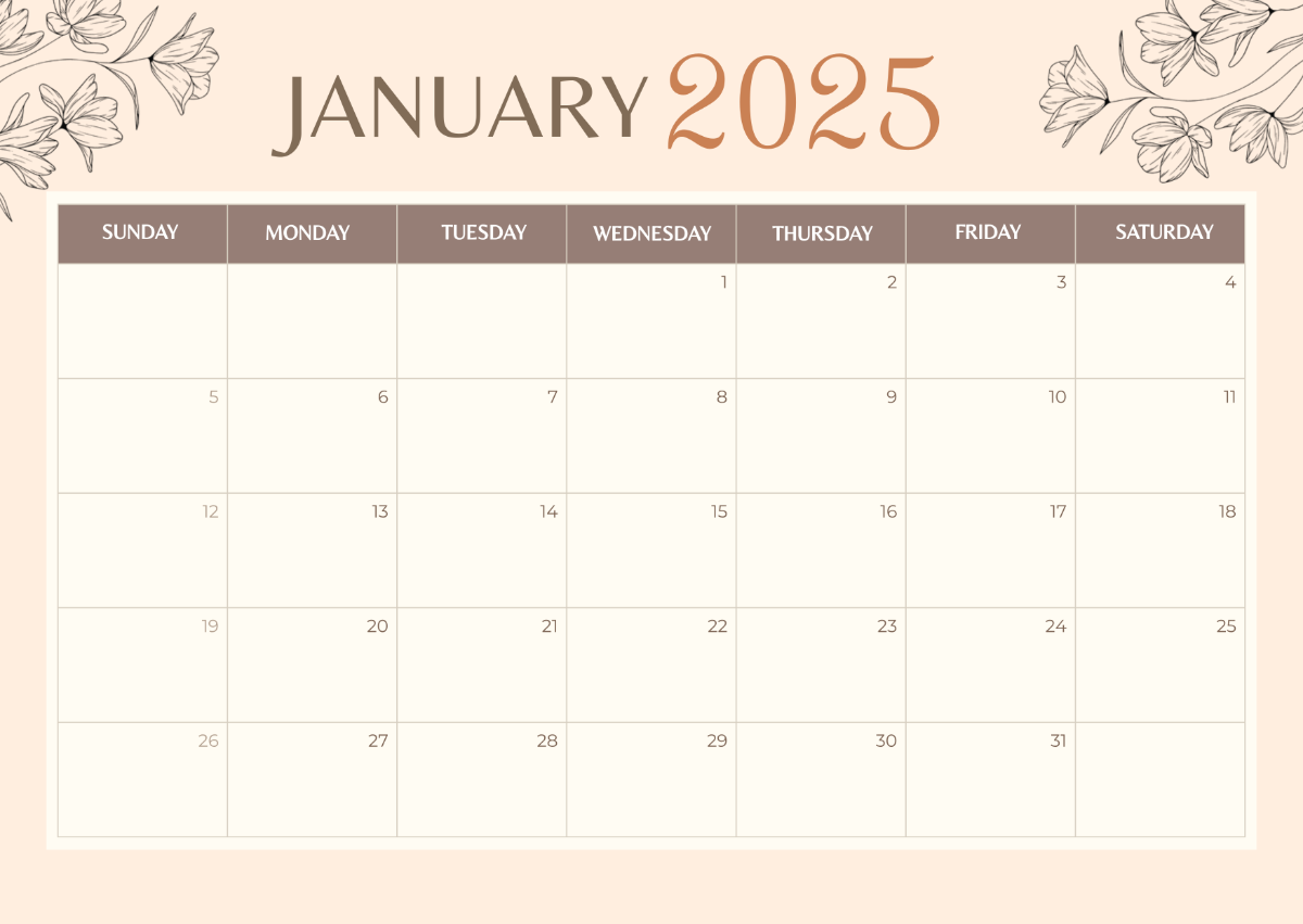 2025 Calendar Aesthetic Printable