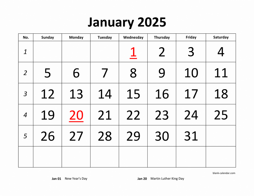 Printable Calendar 2025 Monthly Pdf