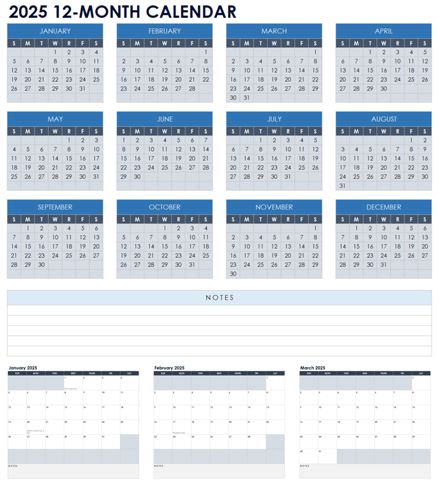 2025 Calendar Printable General Blue