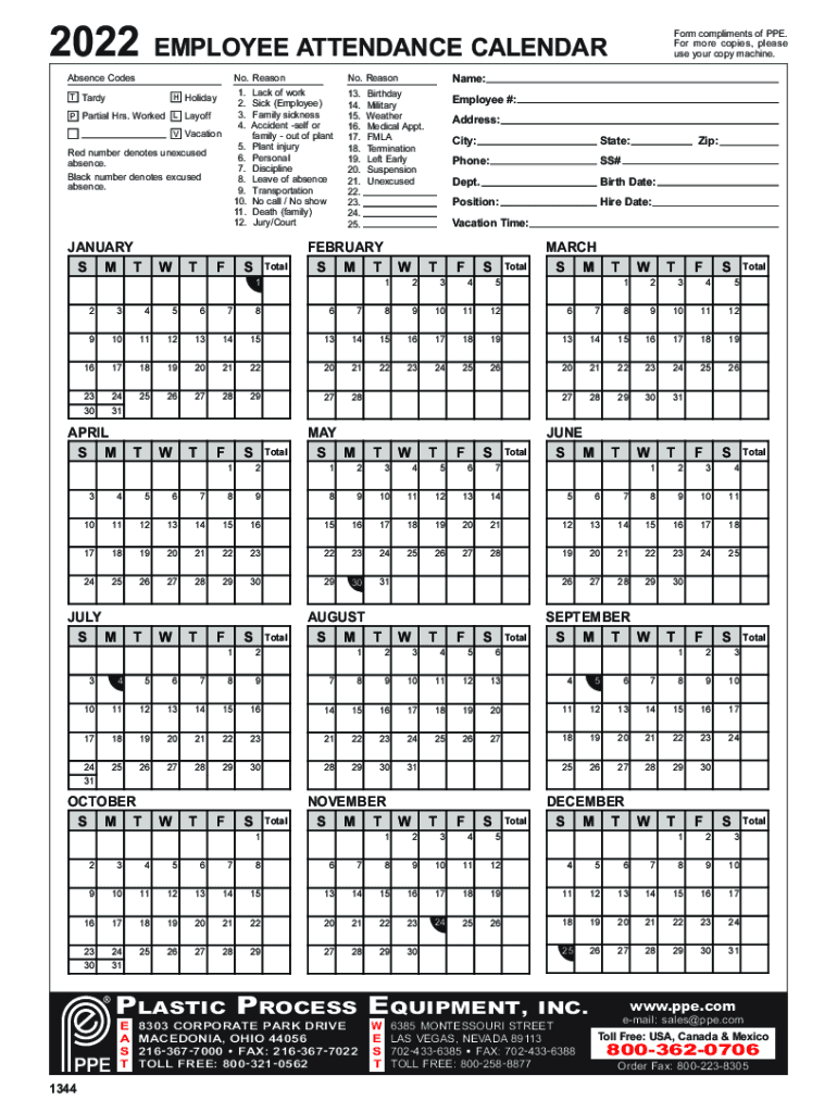 2025 Attendance Calendar Printable Free Pdf