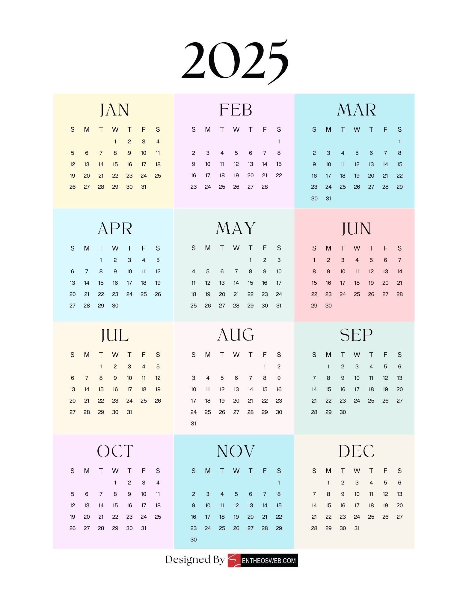 Online Calendar 2025 Printable