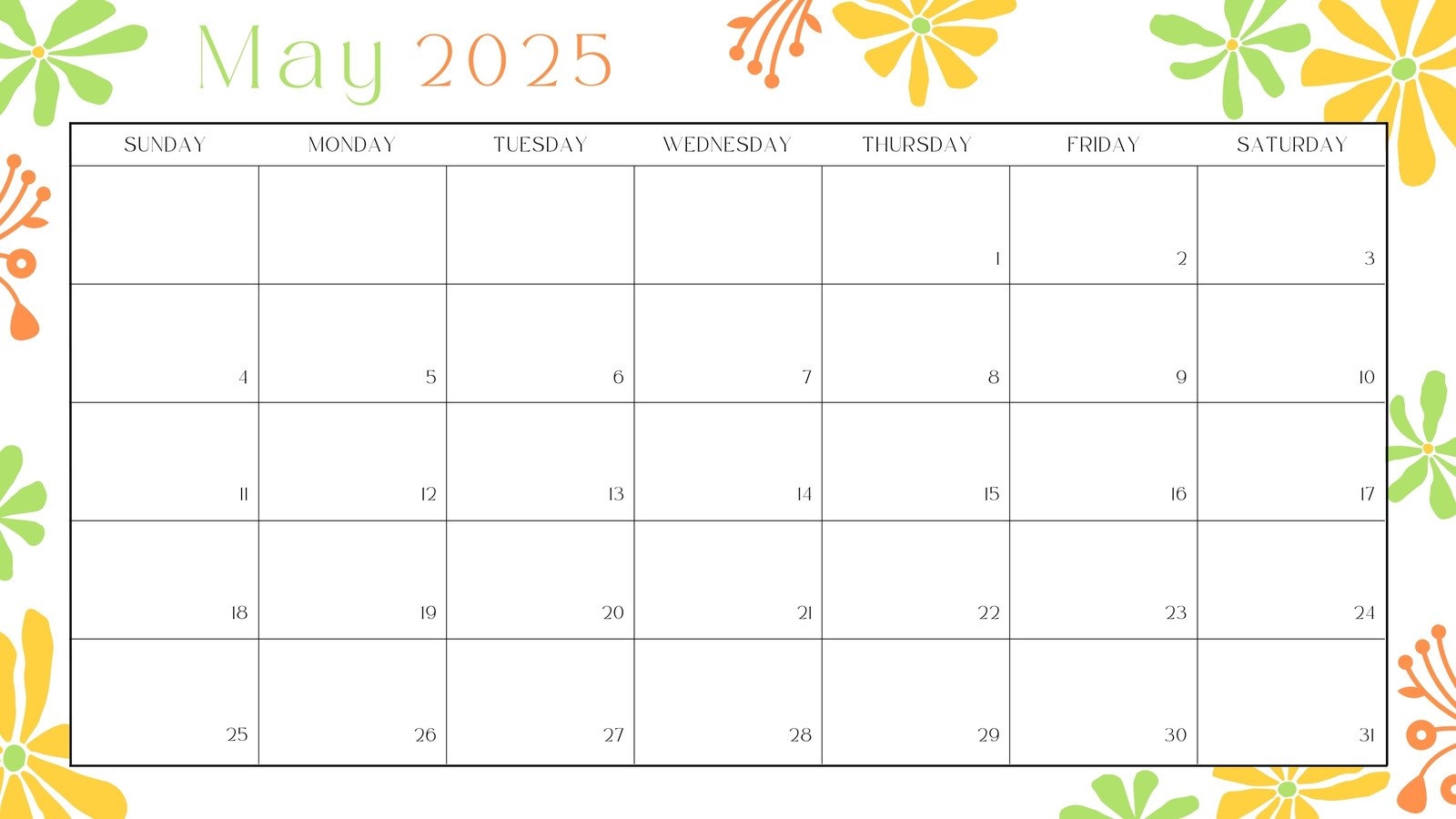 Printable Editable Calendar 2025