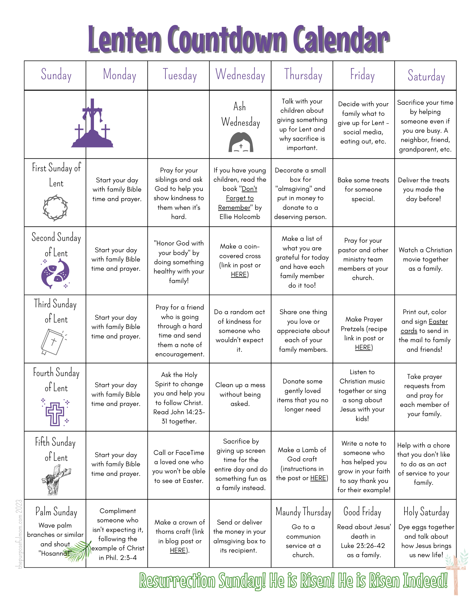 Lent 2025 Calendar Printable