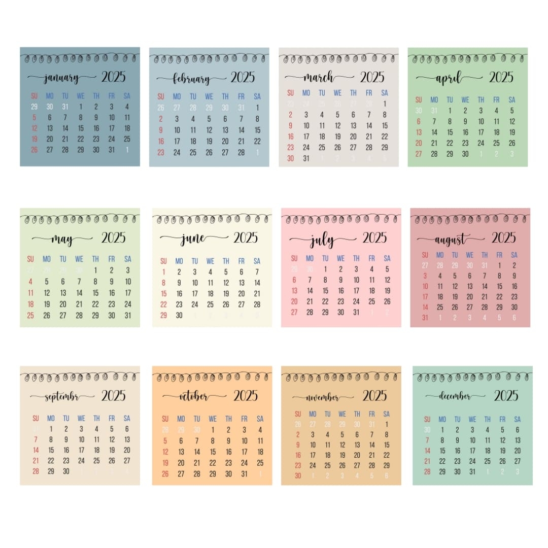 Mini Calendar 2025 Labels Sharekkna Online