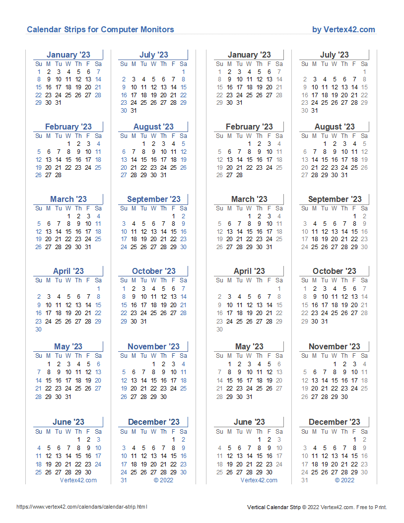 2025 Calendar Strip Printable