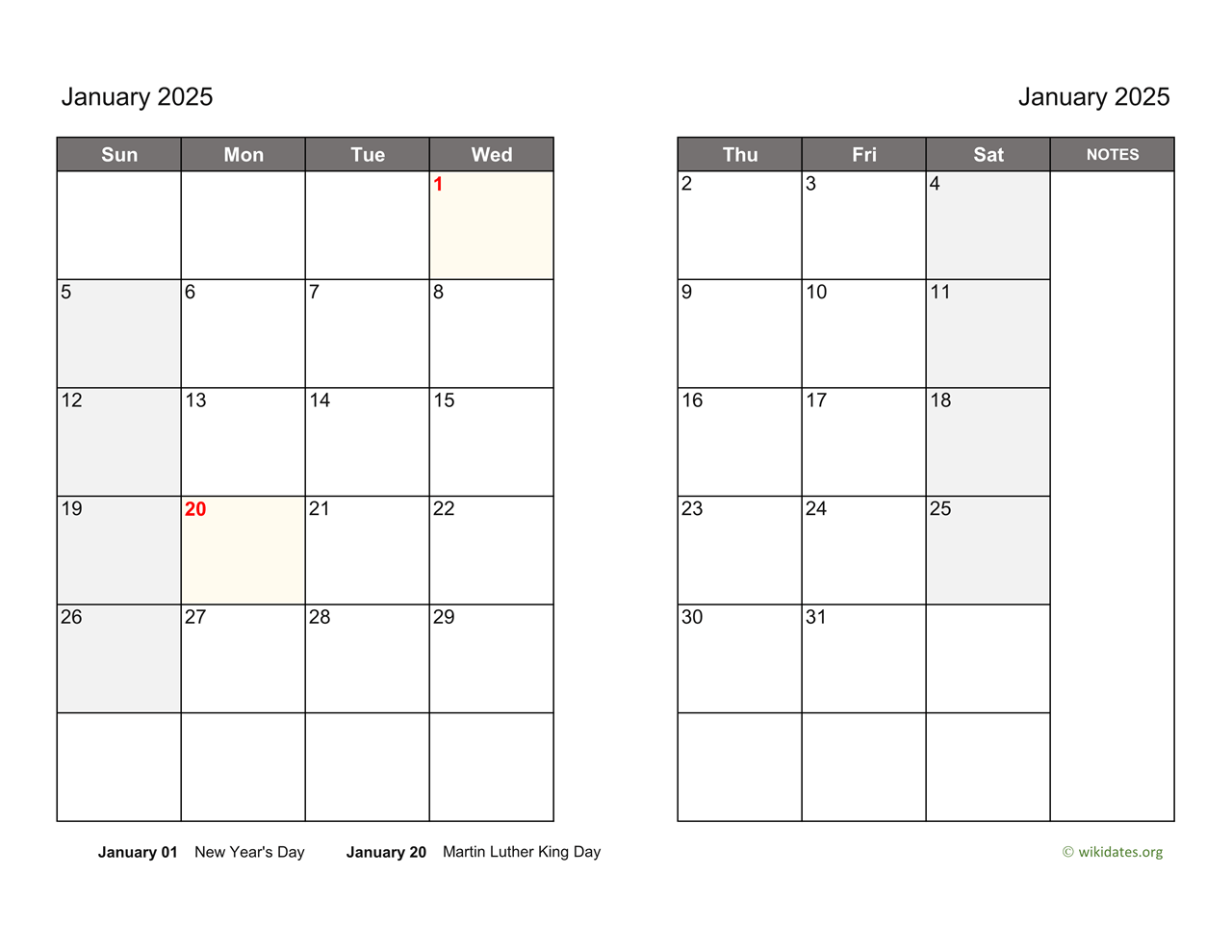2 Page Monthly Calendar Printable Free 2025