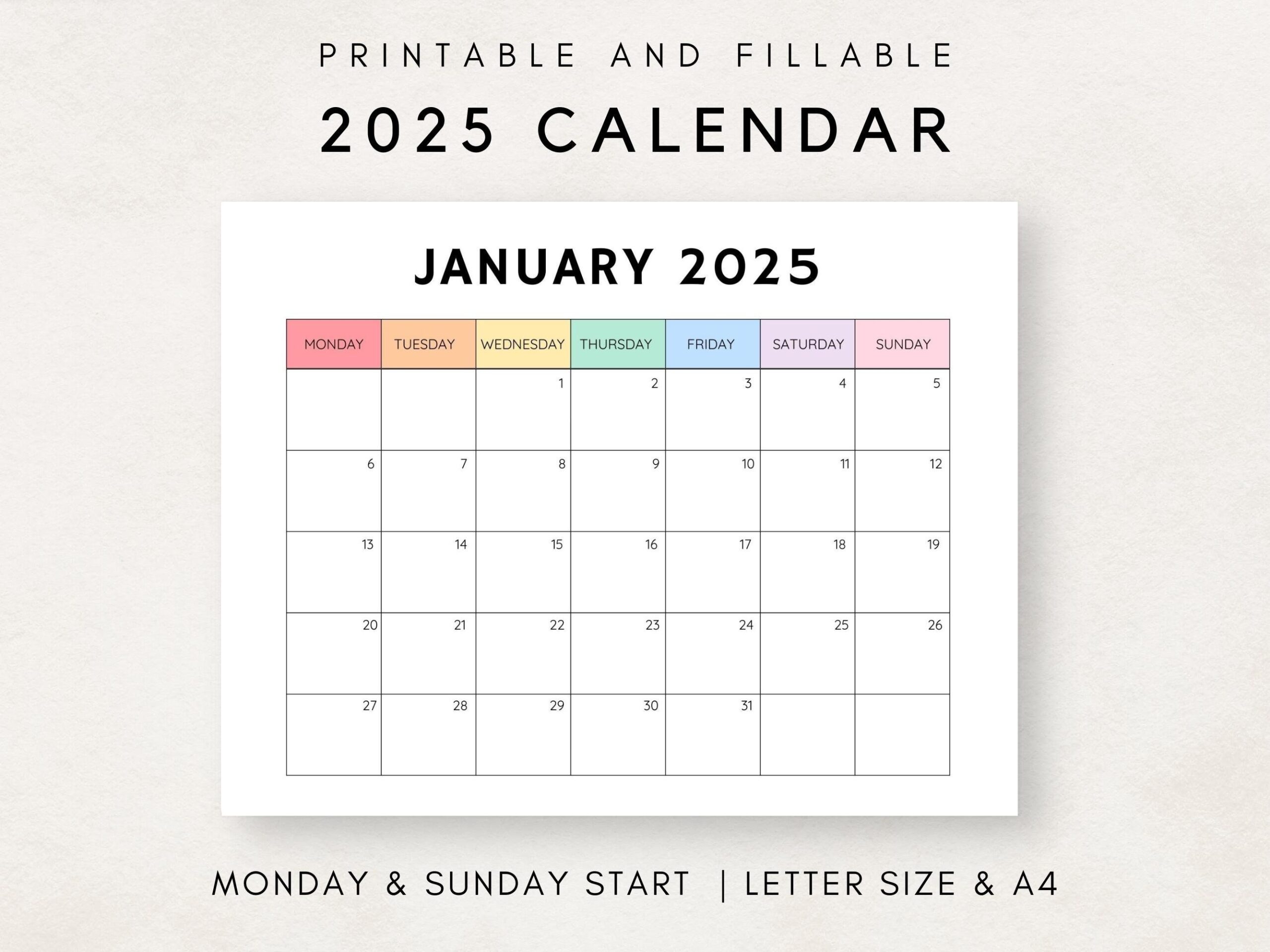 Month Printable Calendar 2025