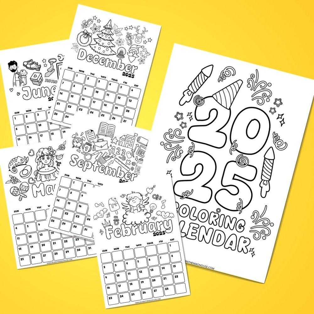 Free Printable Coloring Calendar 2025 Pdf