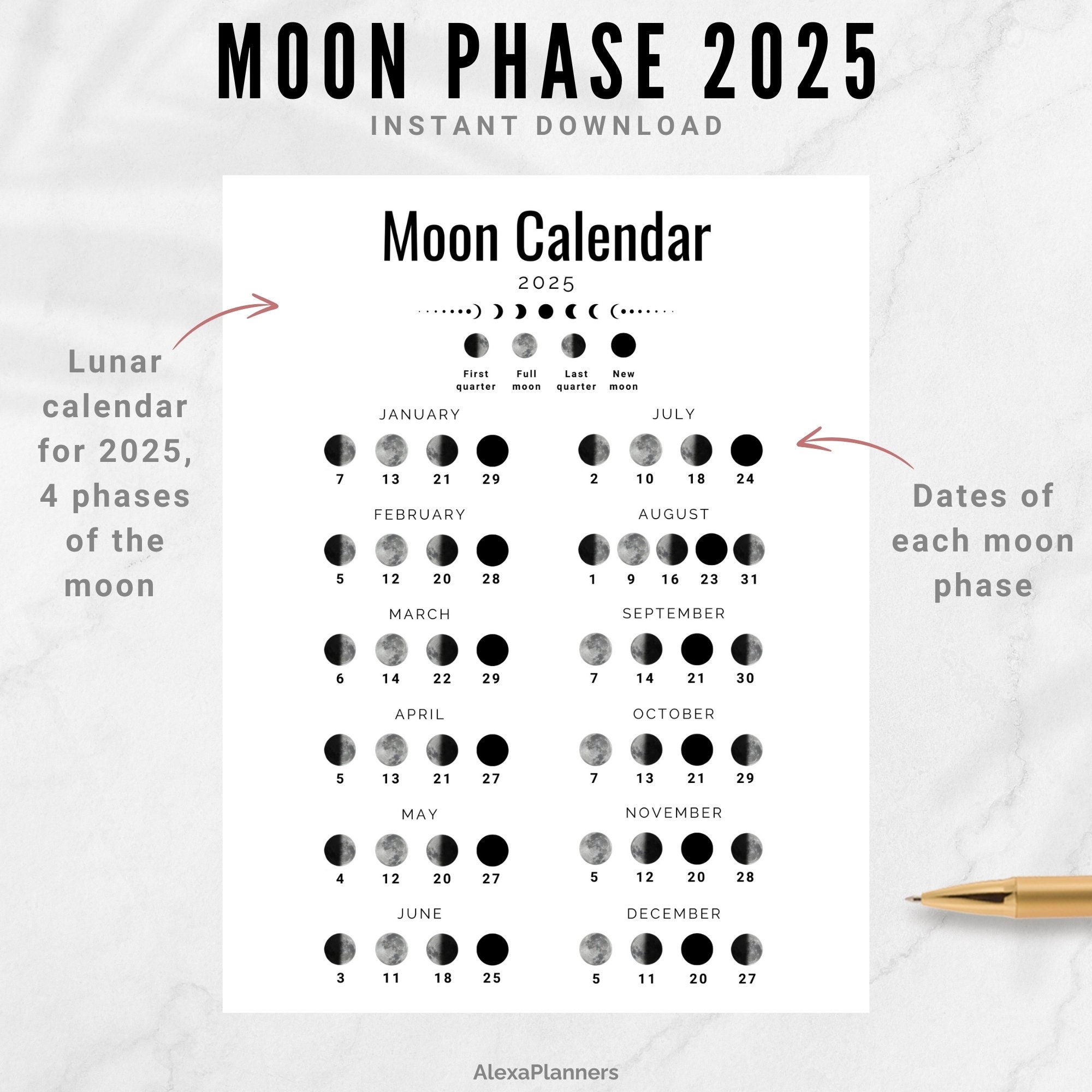Lunar Calendar 2025 Printable