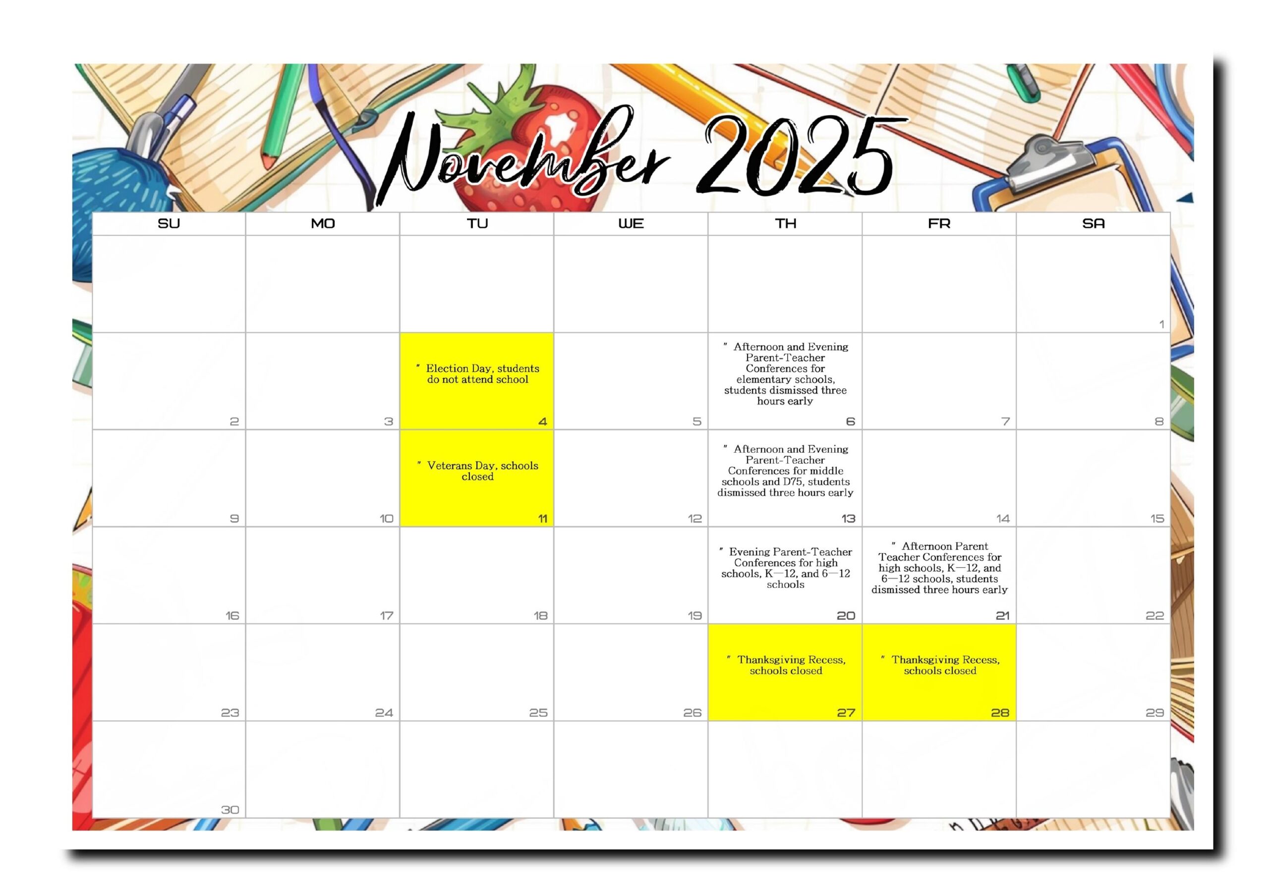 New York School Calendar 2025 2026 august To June Printable Instant Digital Download Monthly Calendar Template Etsy