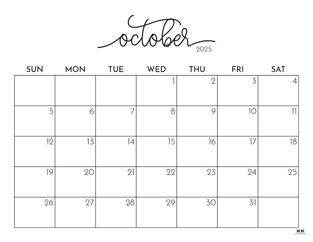 October 2025 Printable Calendar