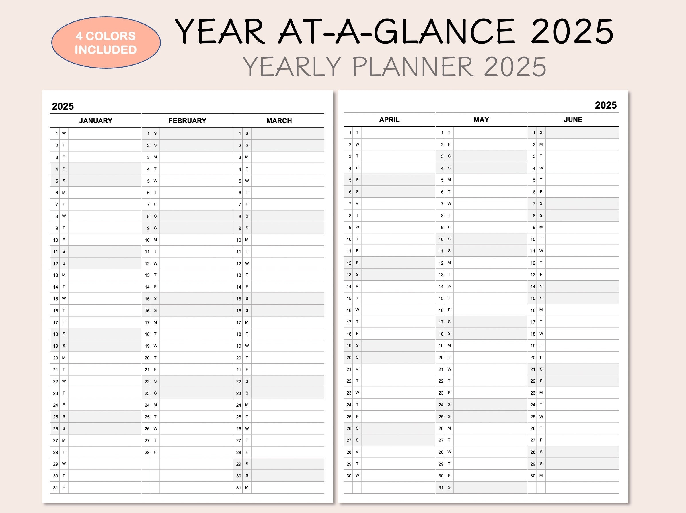 2025 Planning Calendar Printable