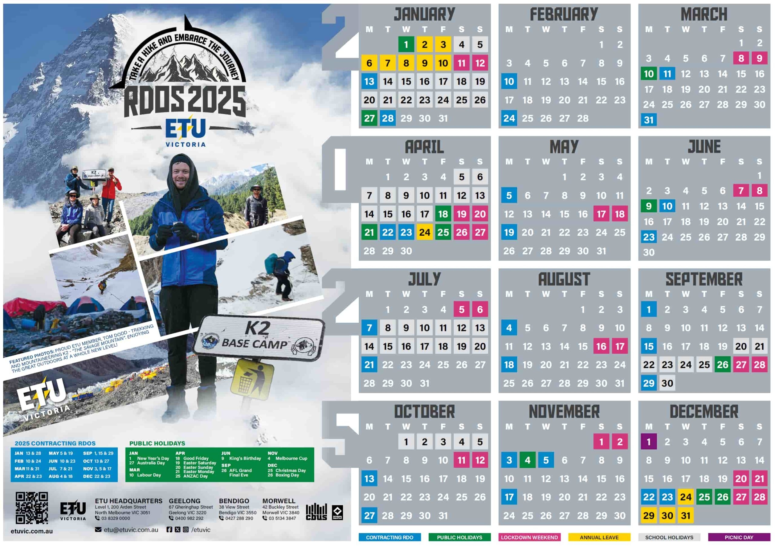 RDO Calendar ETU Victoria