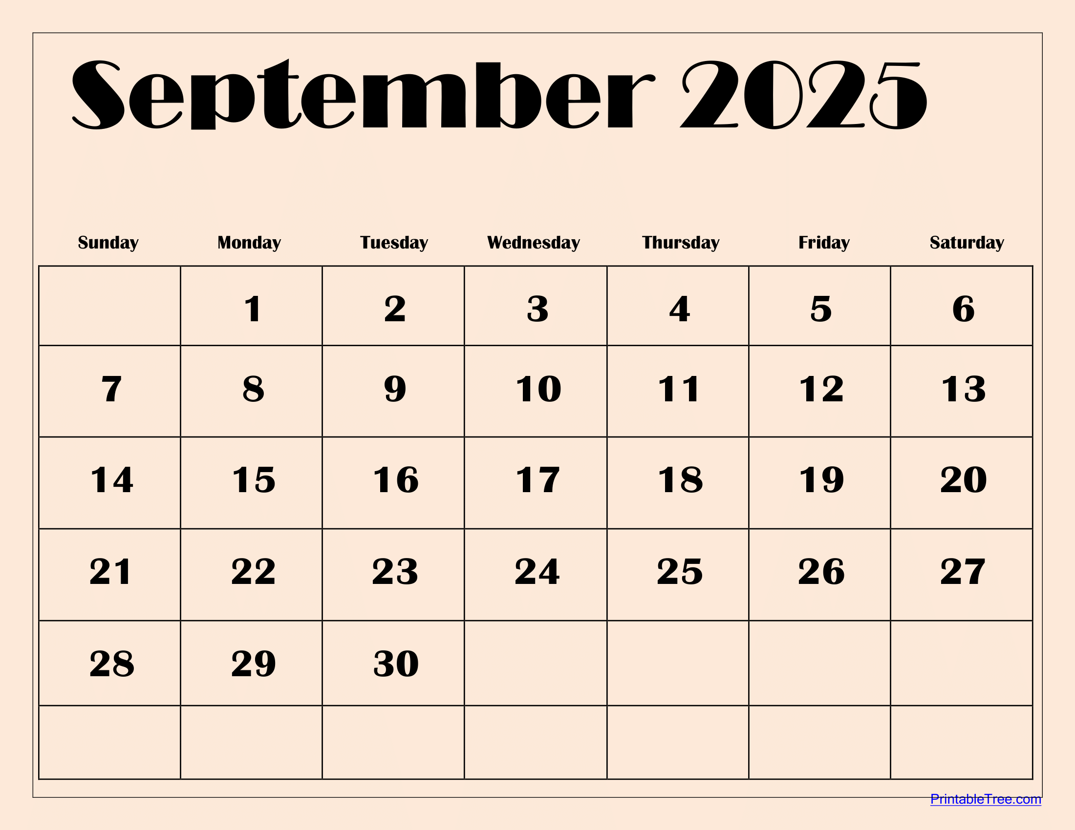 Sept 2025 Calendar Printable