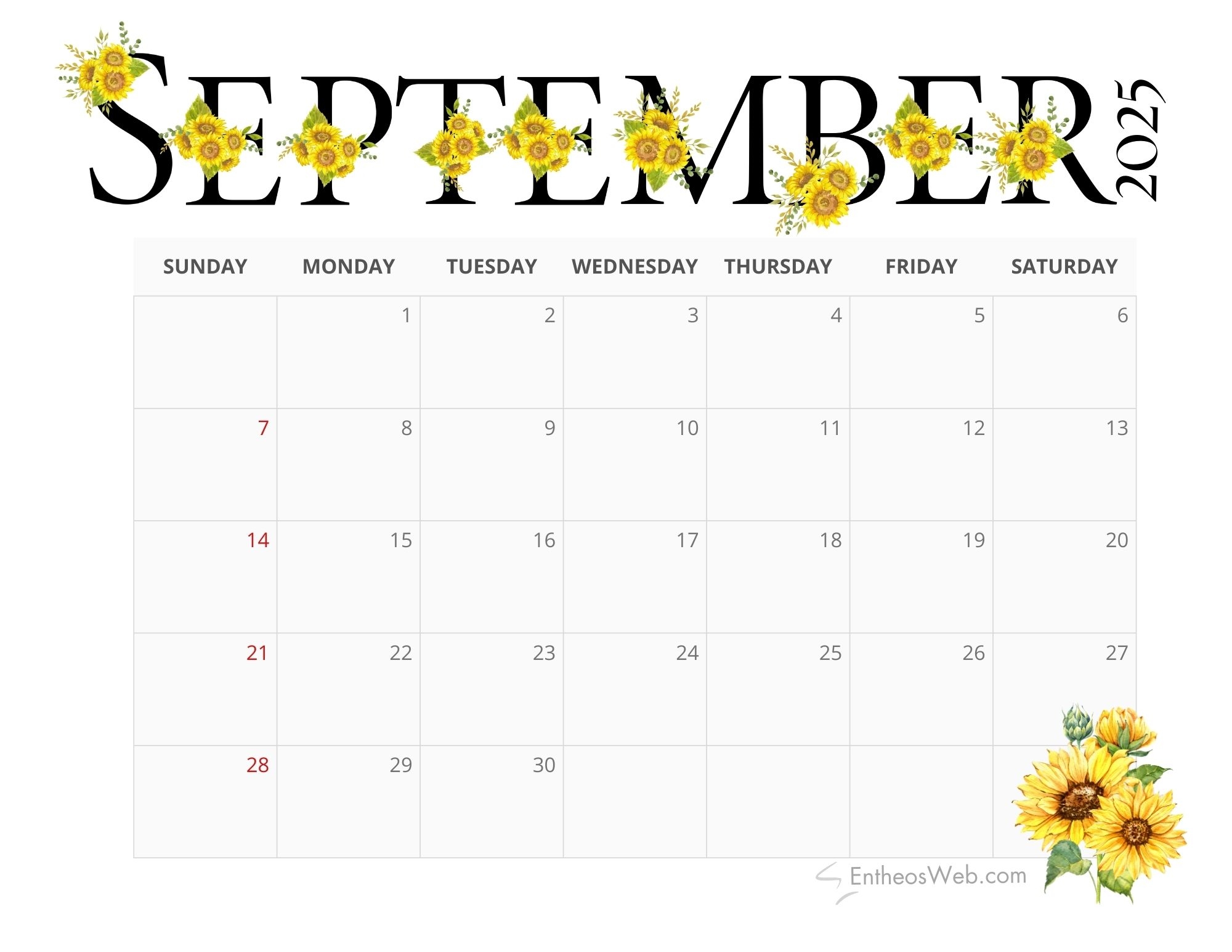 September 2025 Printable Calendar Free