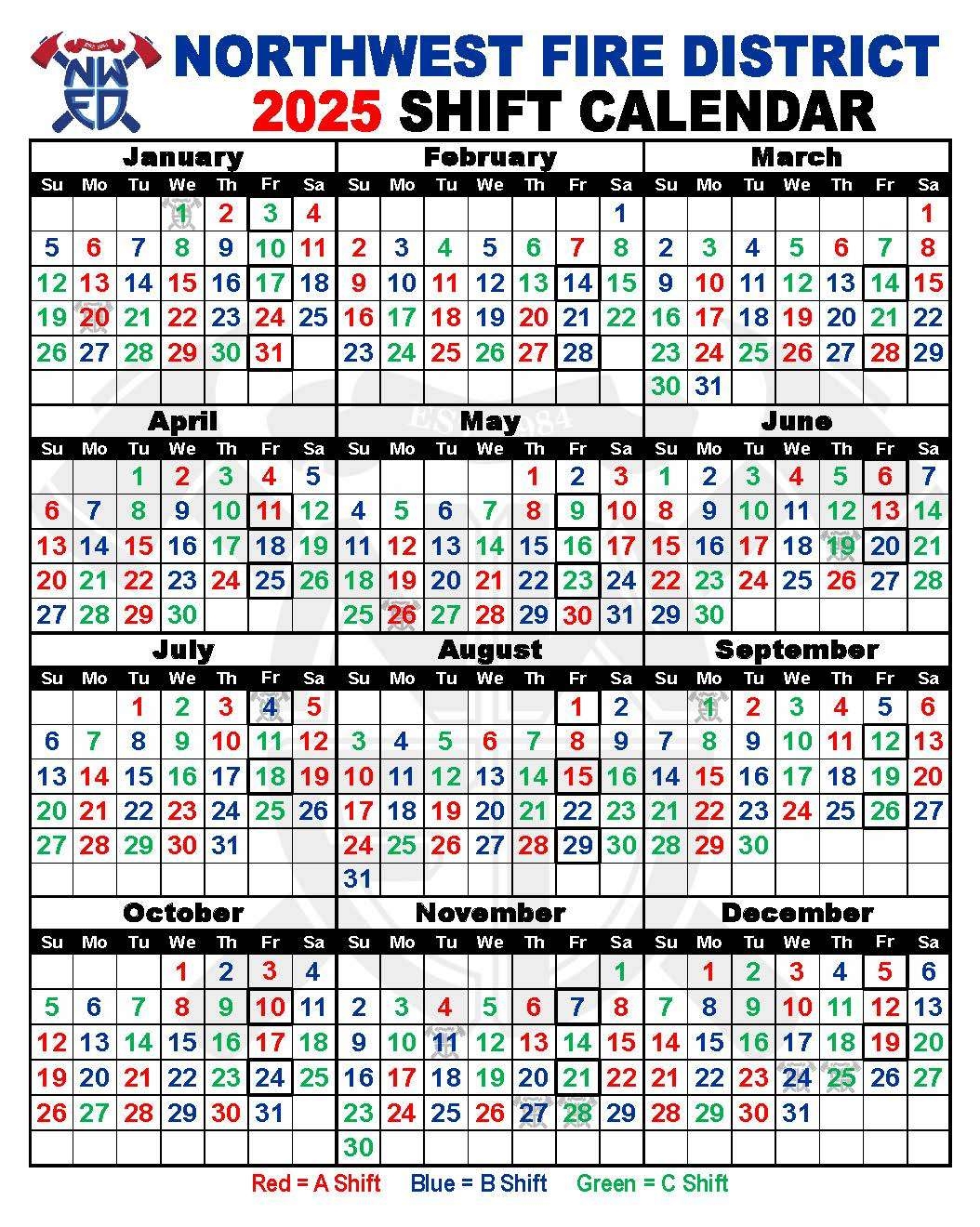 2025 Firefighter Shift Calendar 24 48 Printable
