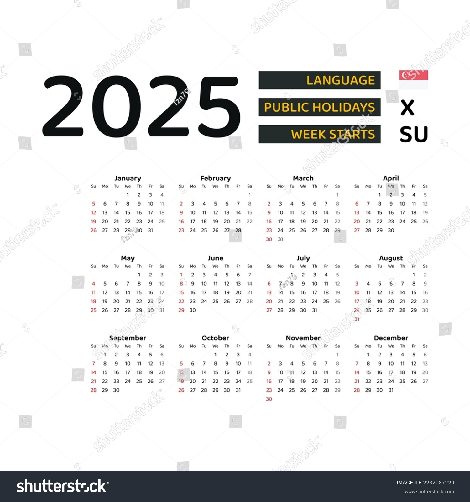 Printable Calendar 2025 Singapore
