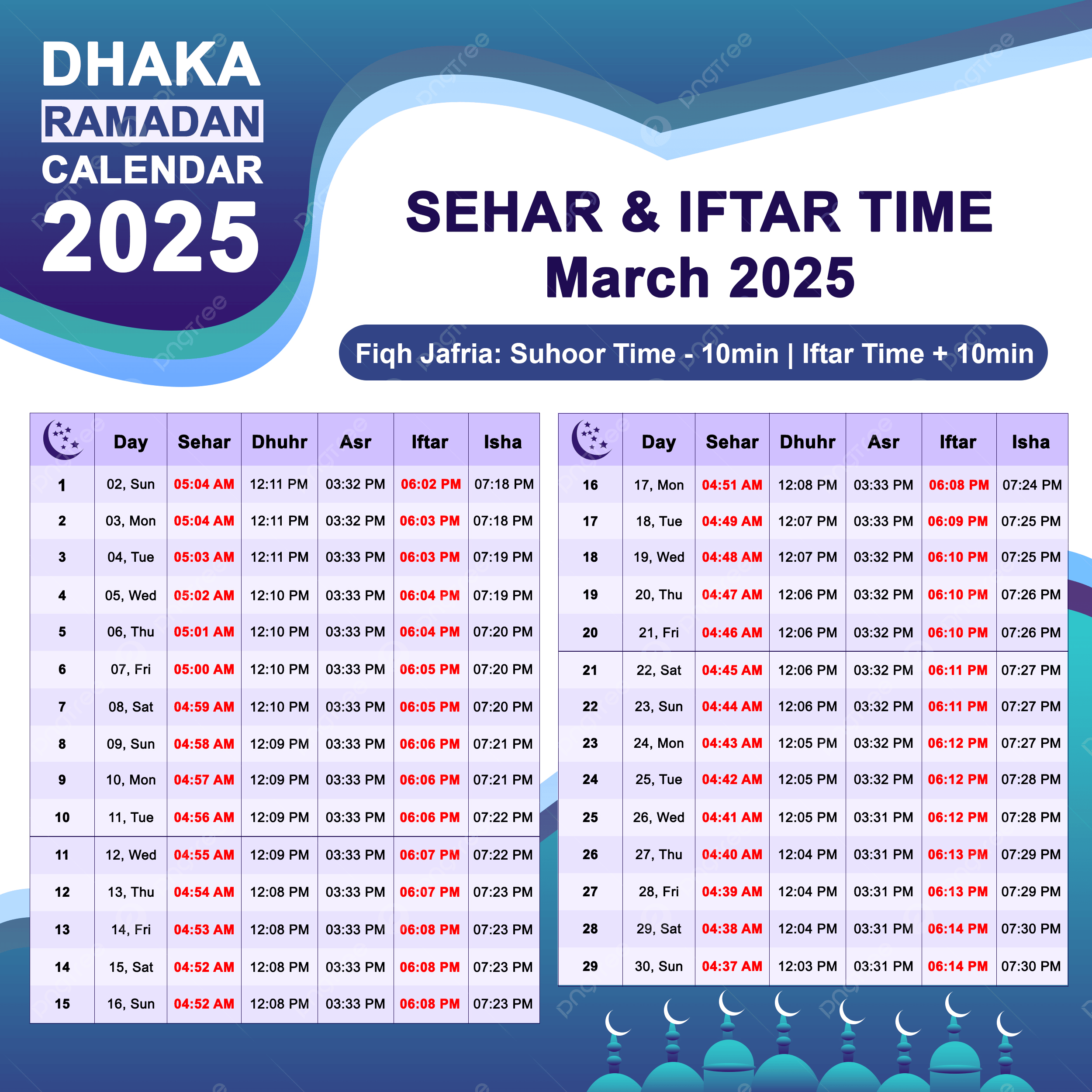 Ramadan 2025 Calendar Printable