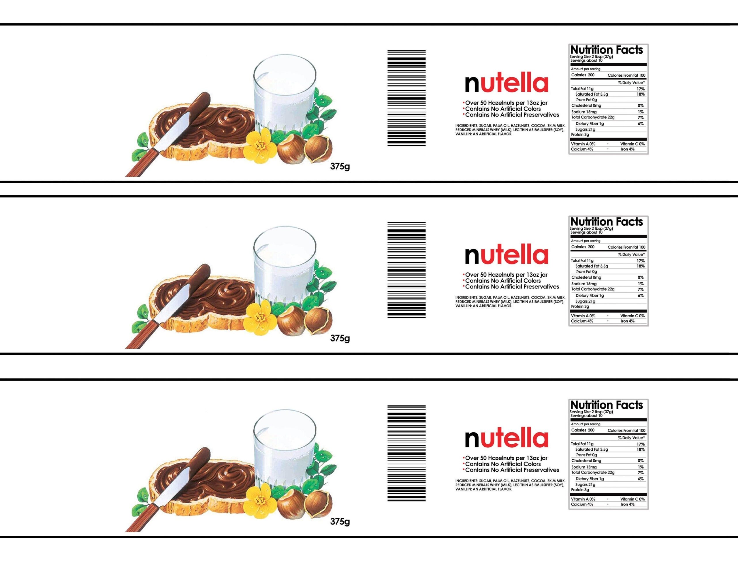 Free Printable Nutella Label Templates