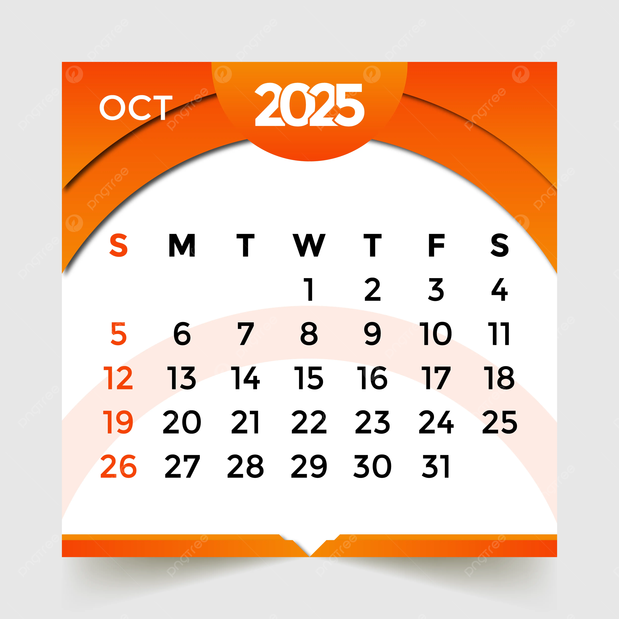 Monthly Calendar October 2025
