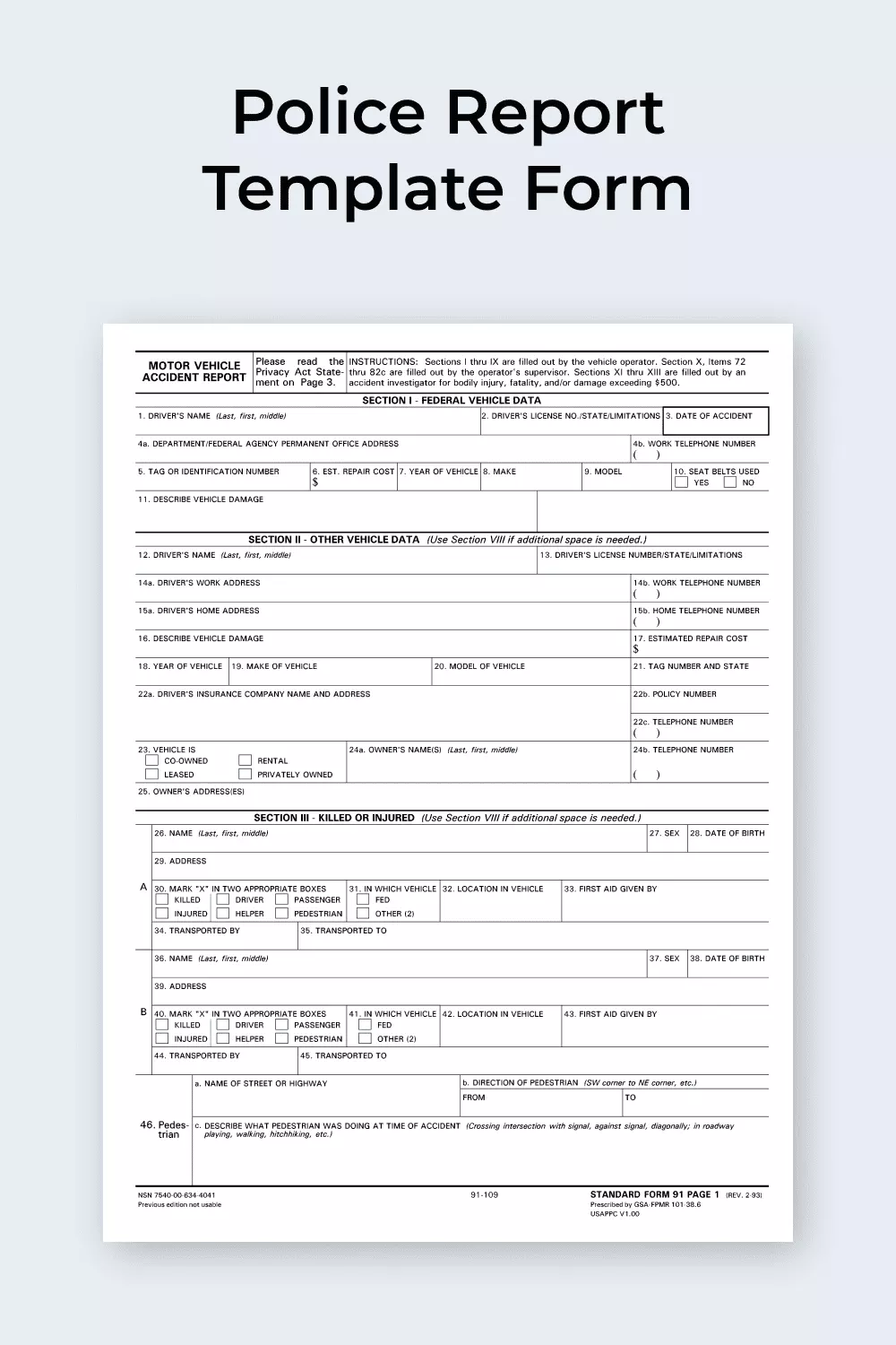Free Printable Police Report Templates