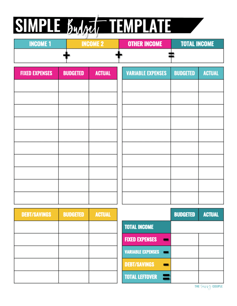 Free Printable Family Budget Templates