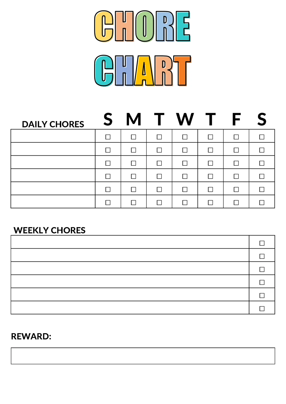 30 Free Chore Chart Templates Kids Adult Family American Templates