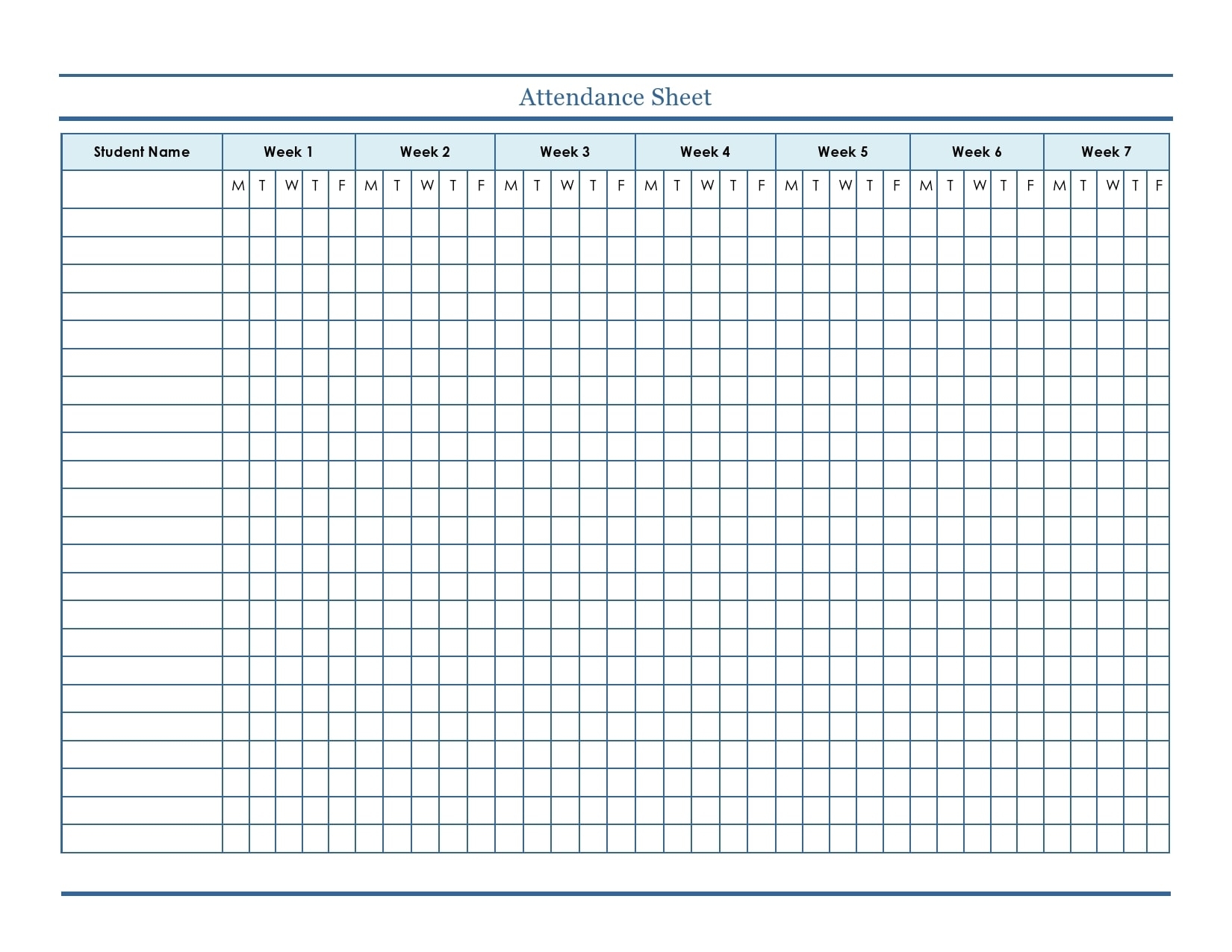 Free Printable Attendance Chart Templates