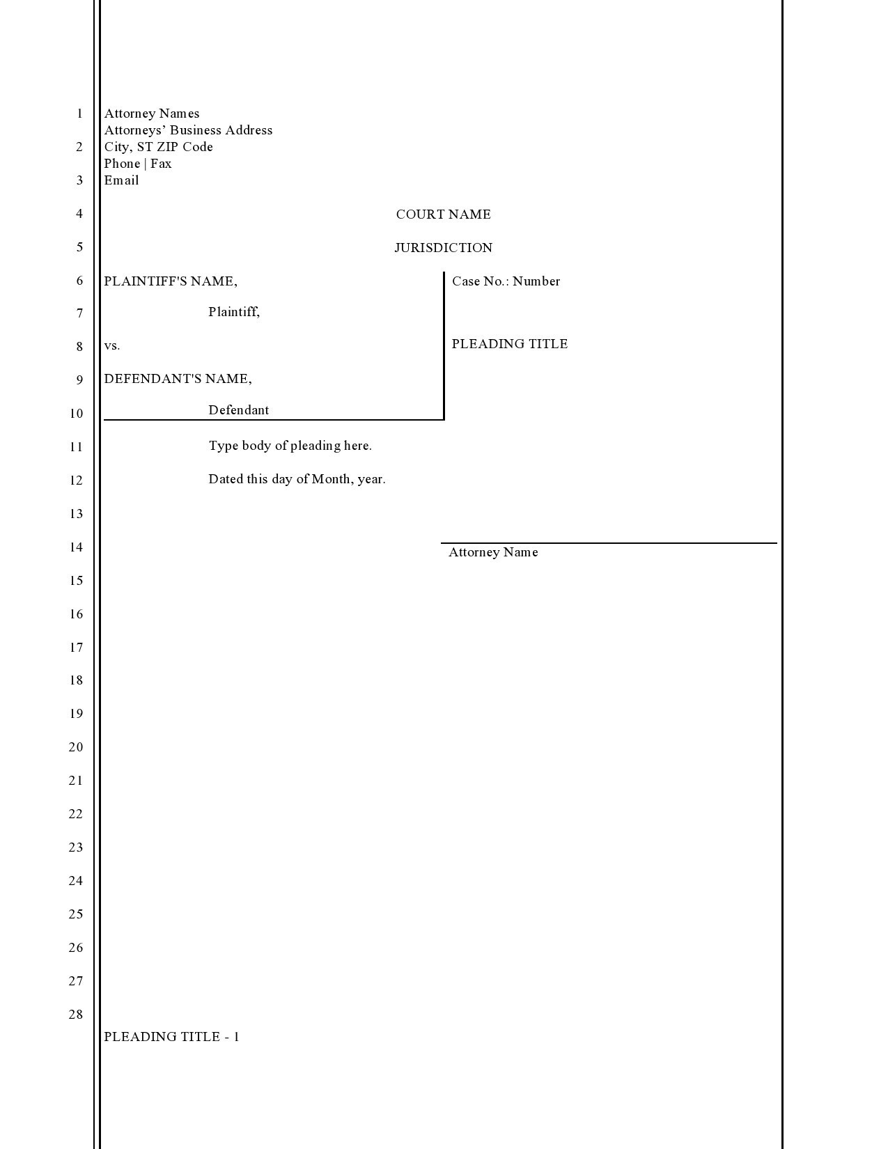Free Printable Legal Document Templates