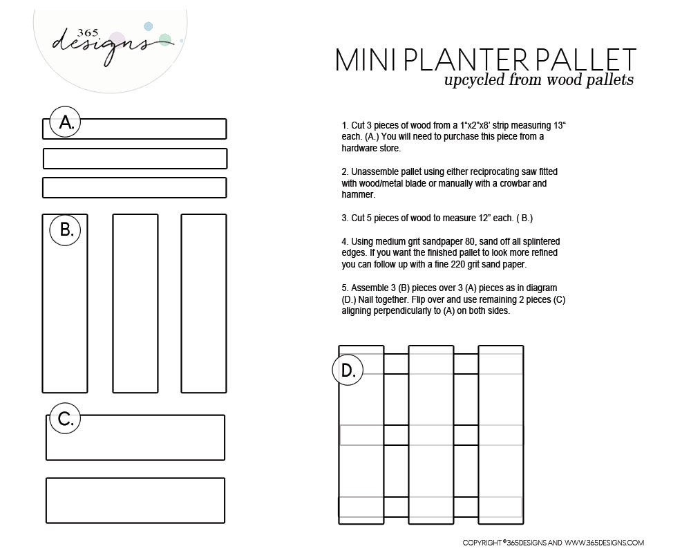 365 Designs How To Make A DIY Mini Pallet Planter Stand From Repurposed Wood Pallets
