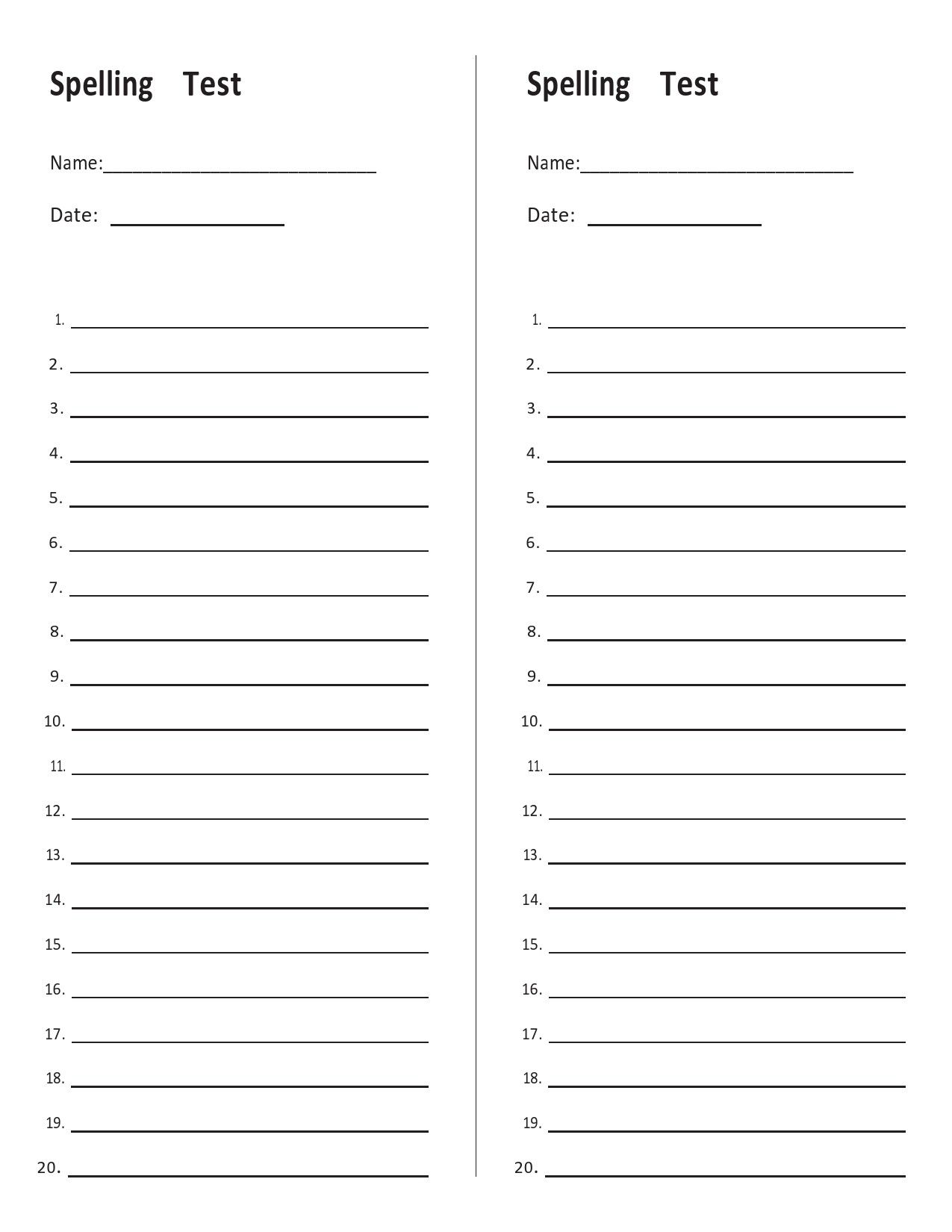38 Printable Spelling Test Templates Word PDF TemplateLab