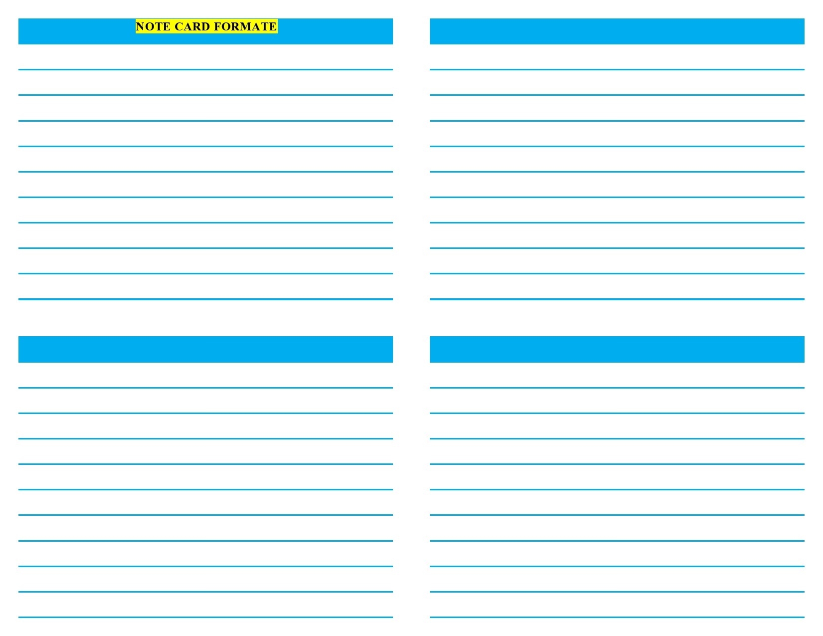 Free Printable Index Card Templates