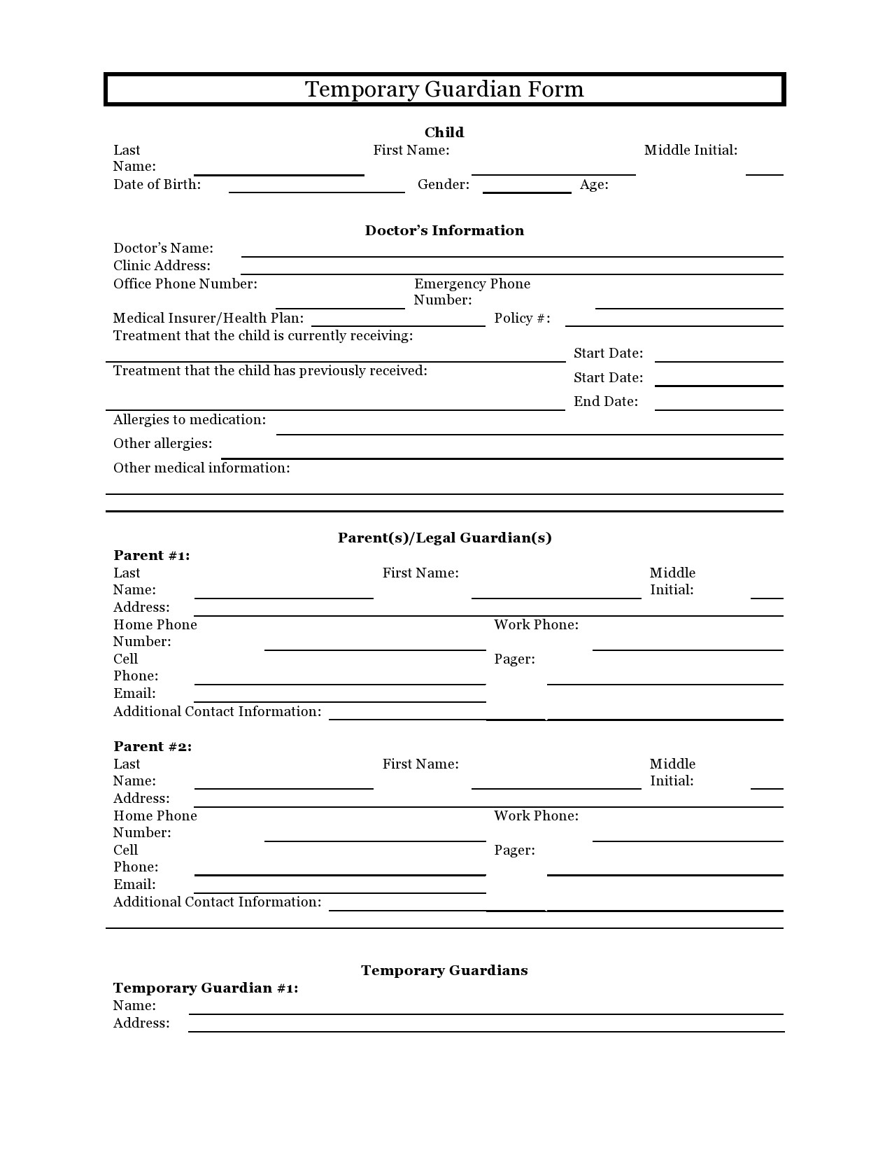 Free Printable Guardianship Templates Free Printable Guardianship Templates