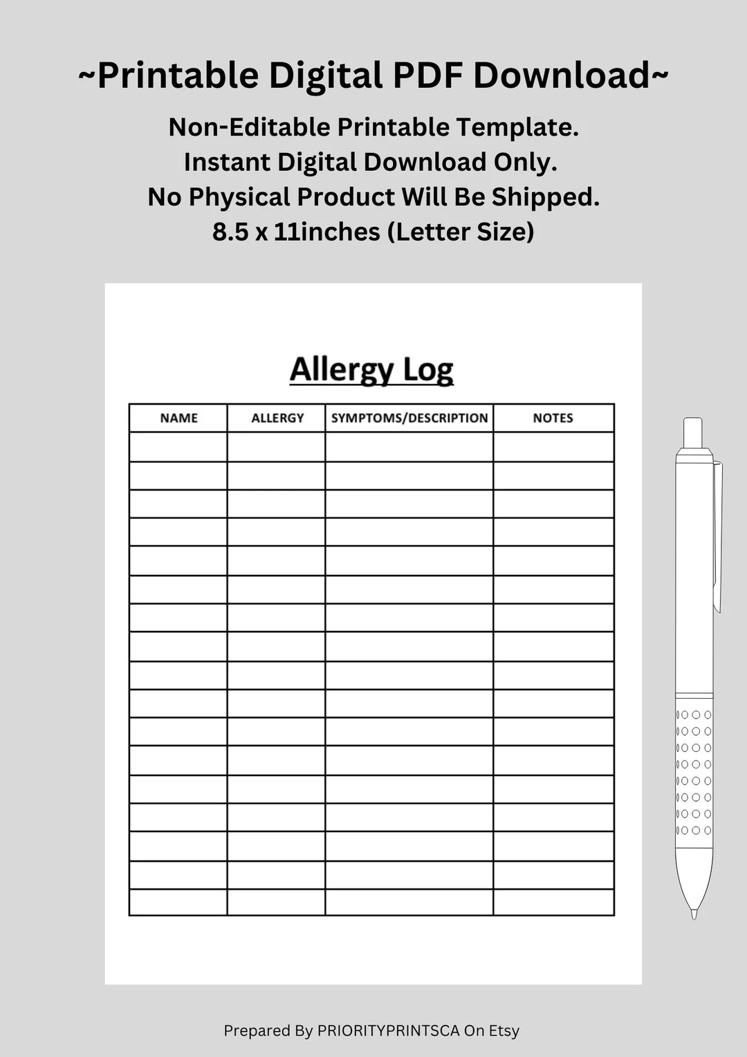 Free Printable Allergy Form Templates Free Printable Allergy Form Templates