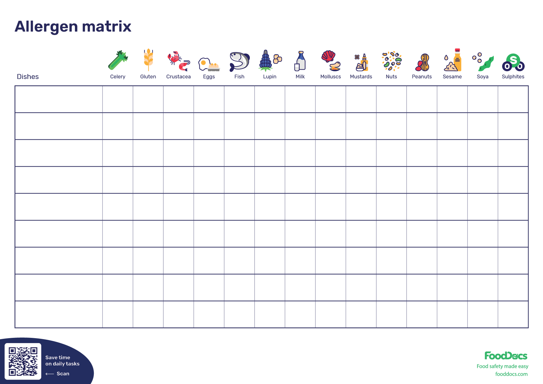 Allergy Matrix Download Free Template Allergy Matrix Download Free Template