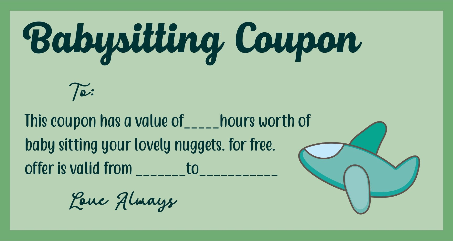 Babysitting Voucher Template 10 Free PDF Printables Printablee
