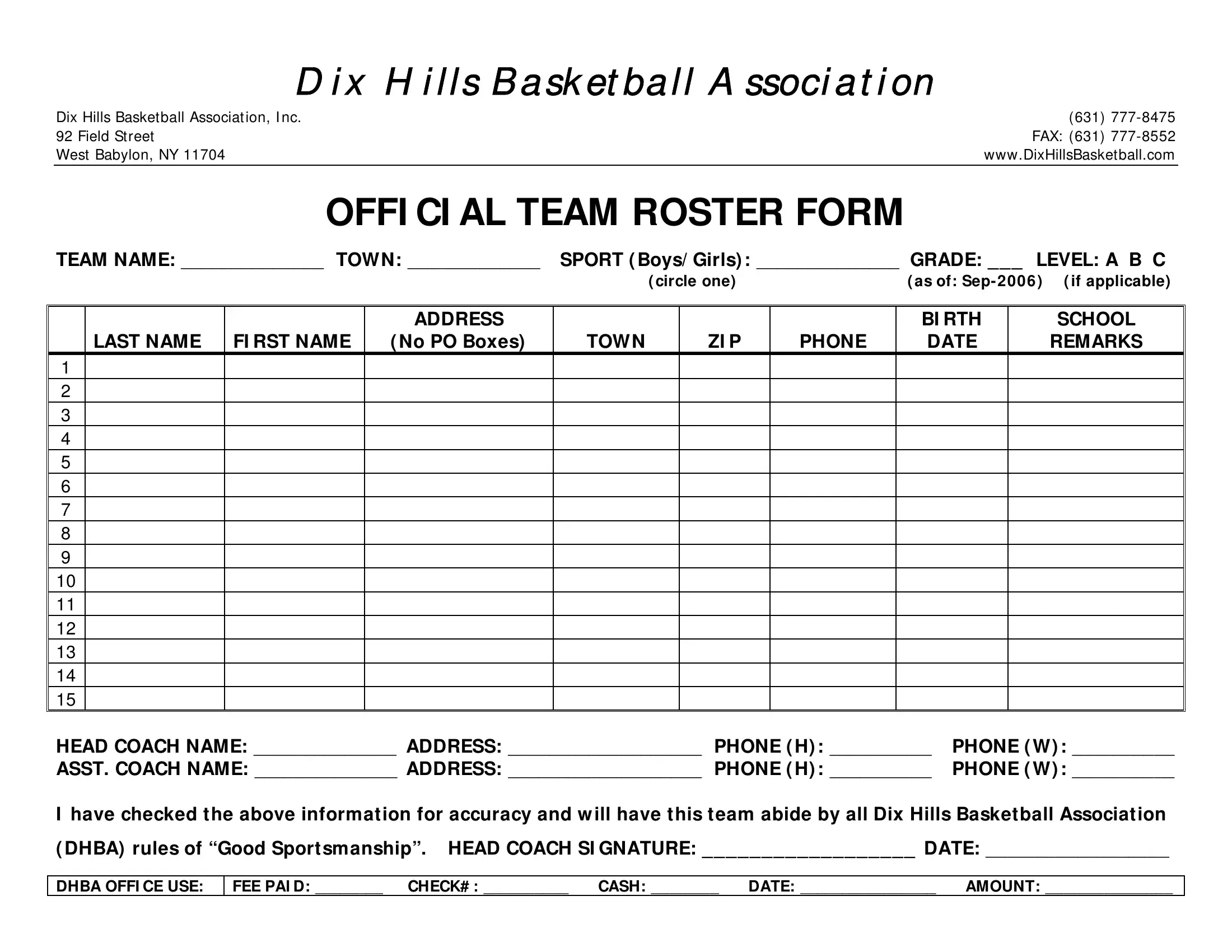 Basketball Roster Template PDF Form FormsPal Basketball Roster Template PDF Form FormsPal