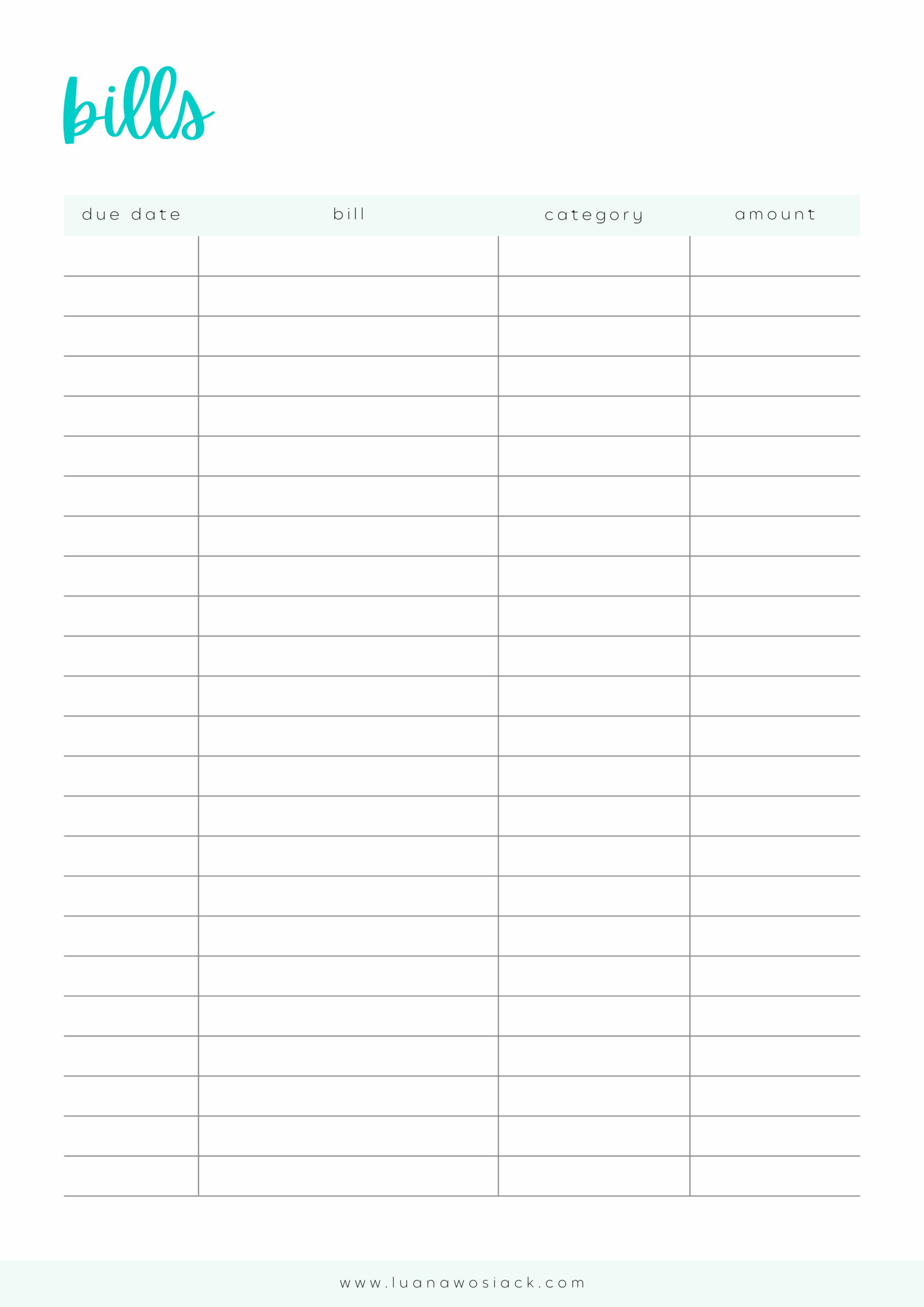 Bill Tracker Free For Planner Or Printable Free Digital Planners