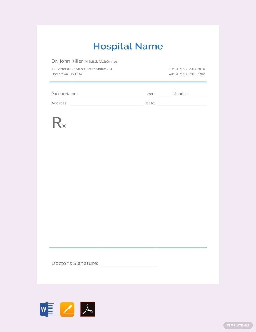Blank Prescription Template In Word Pages PDF Google Docs Download Template Blank Prescription Template In Word Pages PDF Google Docs Download Template
