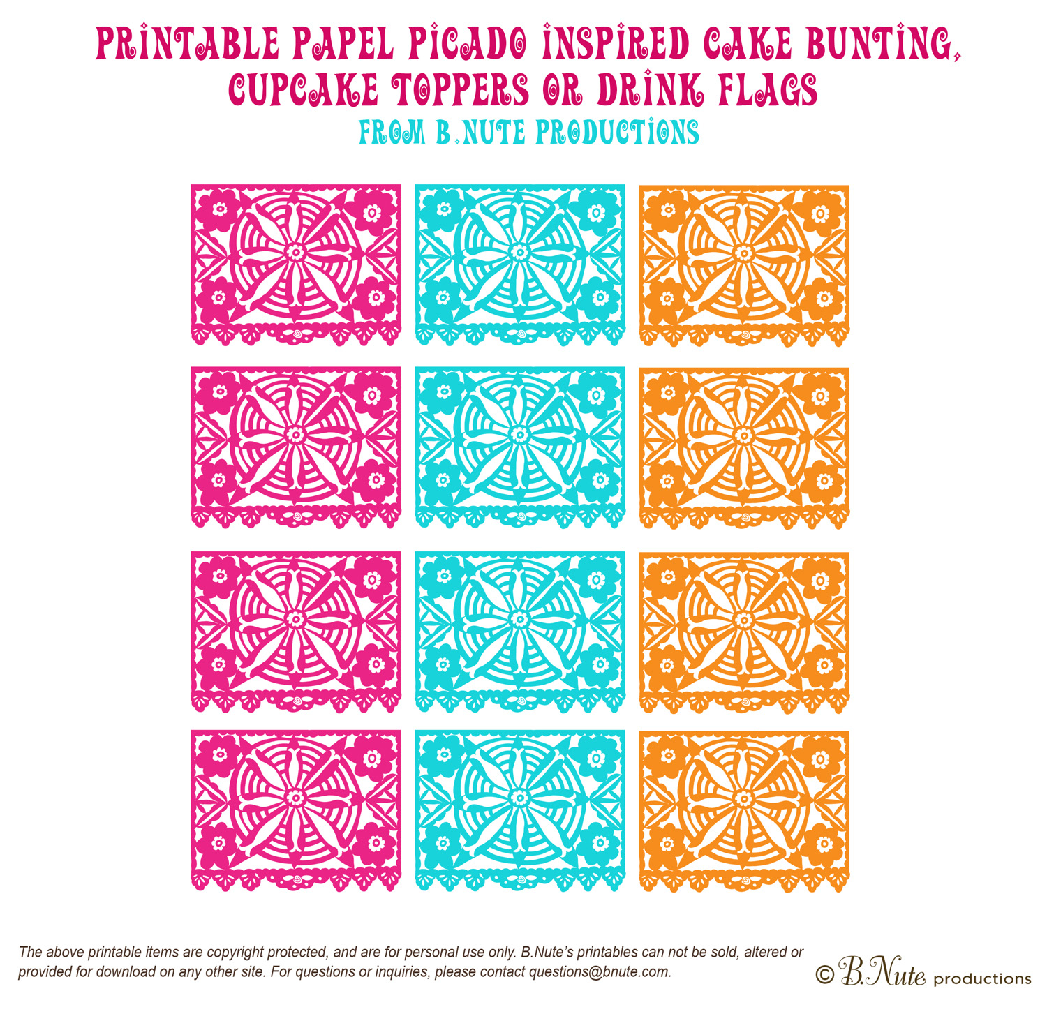 Bnute Productions Free Printable Papel Picado Inspired Mini Banner Bnute Productions Free Printable Papel Picado Inspired Mini Banner