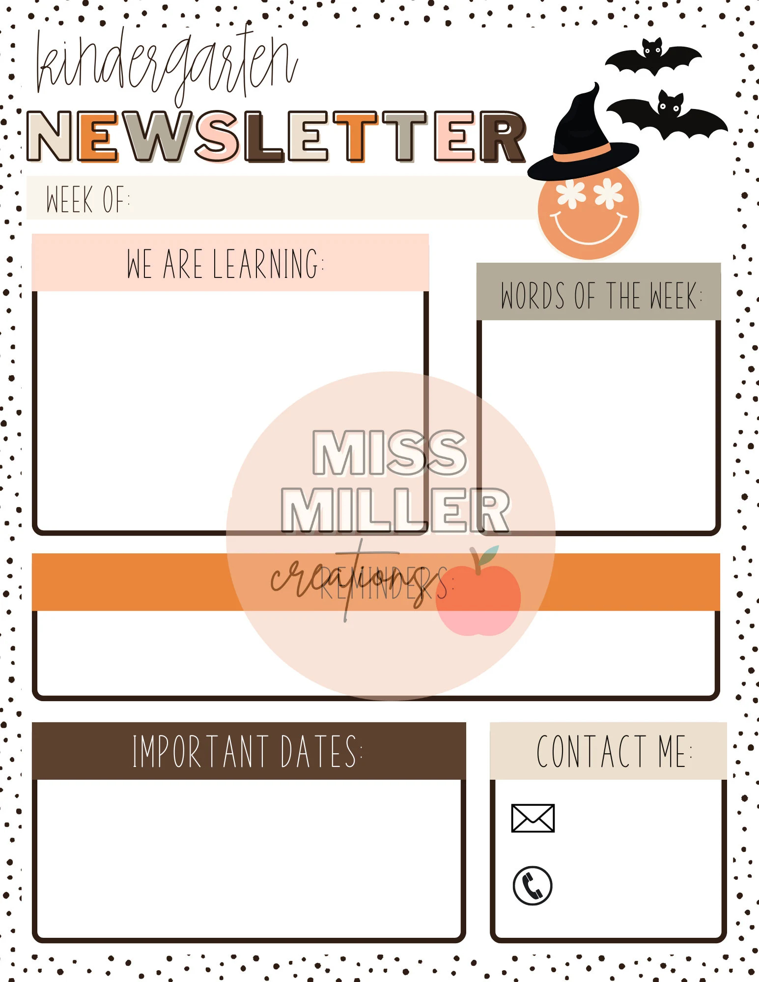 Boho Halloween Newsletter Template editable Etsy Boho Halloween Newsletter Template editable Etsy