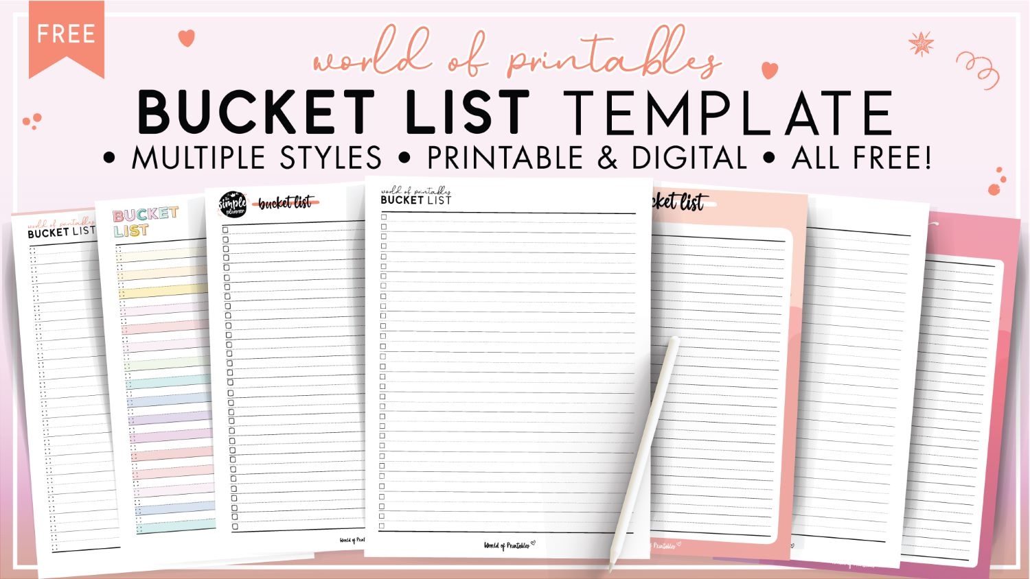 Bucket List Template 16 Inspirational Styles World Of Printables Bucket List Template 16 Inspirational Styles World Of Printables